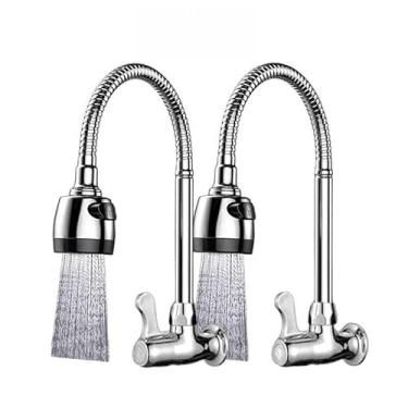 Imagem de Torneira Gourmet Inox cozinha parede Chuveirinho para pia flexível Com 2 modos de pulverização(Kit 2)