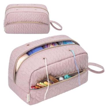 Imagem de Bolsa de fios de crochê KarSyon K3201 rosa organizador 30x18x20cm