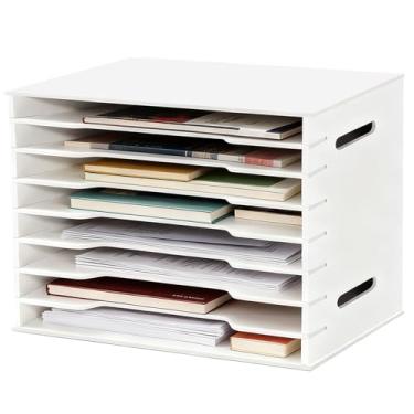 Imagem de Organizador de papel para mesa, armazenamento classificador de arquivos de papel de construção de 8 camadas, organizador de literatura de tamanho 20 x 15 maior, arquivo grande adequado para casa, sala