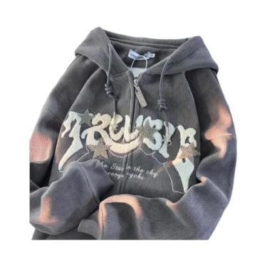 Imagem de Moletom Feminino Com Capuz E Bordado, Manga Longa, Estilo Solto, Haraj