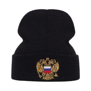 Imagem de Unissex bandeira russa padrão bordado gorros outono inverno quente gor