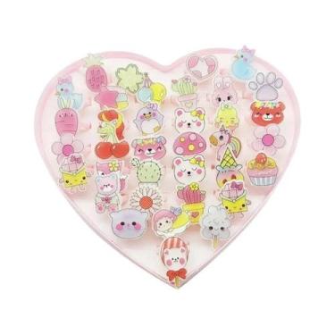 Imagem de Anéis De Dedo De Flor De Resina Rosa Para Crianças, 30 Peças, Atacado,