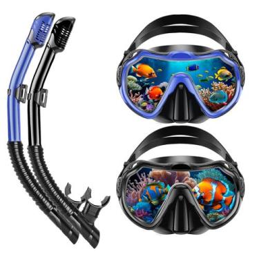 Imagem de Conjunto de equipamento de mergulho PIYAZI Snorkel para adultos com le