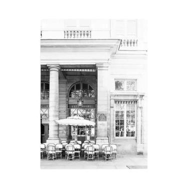 Imagem de Pintura Em Tela Vintage De Café Em Paris Em Preto E Branco, Arte De Pa