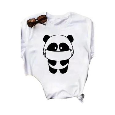 Imagem de Camiseta Feminina Solta De Verão Com Estampa De Coração De Panda, Mang