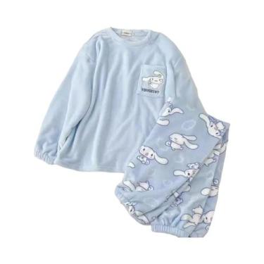 Imagem de Pijamas De Flanela Kawaii Sanrio Cinnamoroll Kuromi My Melody, Quentes