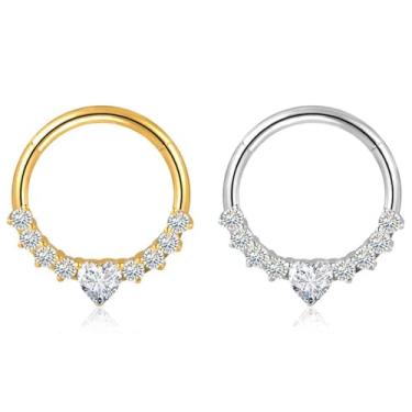 Imagem de LOMISS PIERCING ARGOLA AÇO CIRÚRGICO PVD CORAÇÃO ZIRCÔNIAS CRAVEJADA 1.2X10/8mm (DOURADO, 1.2X8mm)