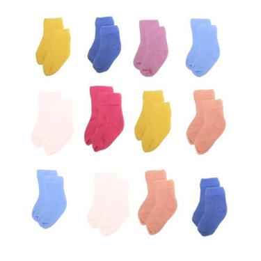 Imagem de Kit 12 Pares Meia Recem nascido Menino Menina - Taya Baby, Azul, Menin
