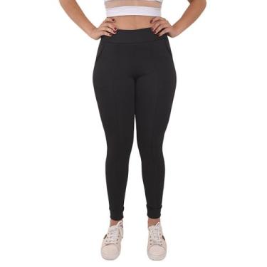 Imagem de Calça Jogger Feminina Cintura Alta Elastano Envio Imediato Malha Crepe