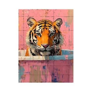 Imagem de Arte Em Tela De Pintura Abstrata De Animais Coloridos: Tigre, Chita, G