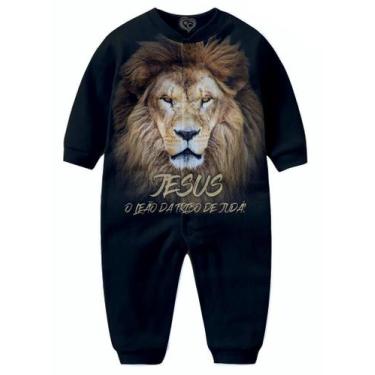Imagem de Macacão Pijama Leão de Judá infantil Jesus Gospel tip top JD, 3-4 anos