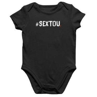 Imagem de Body Bebê Algodão Sextou Hashtag - Foca na Moda, Preto, P
