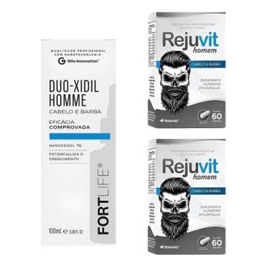 Imagem de Duo-xidil Tônico Capilar + 2 Rejuvit Cabelos E Barbas 60 Cap - Fortlif
