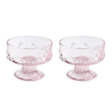Imagem de OnePine Conjunto de 2 tigelas de sorvete de vidro com pés, pratos de sudae rosa de 200 ml, copos de sorvete de vidro de 7,8 cm de altura para sobremesa, sorvete, frutas e pudim, etc.
