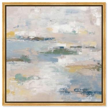 Imagem de Decoração de parede minimalista com impressão em tela Tranquil Harbor I da Art Remedy, moldura dourada, 76 x 76 cm