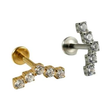 Imagem de Brinco De Titânio Zircon Com Base Plana Para Lóbulo, Helix E Tragus, C