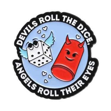 Imagem de Broches De Dados De Jogo Em Esmalte Preto TRPG, Distintivos Para Mochi
