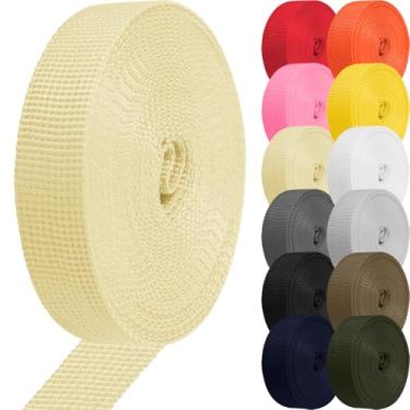 Imagem de Correia de correias de polipropileno de 2,5 cm e 3,8 cm para bolsas/cadeira de gramado/alça de bagagem/coleira para animais de estimação/escalada ao ar livre e reparo de equipamentos DIY (Caqui, 2,5