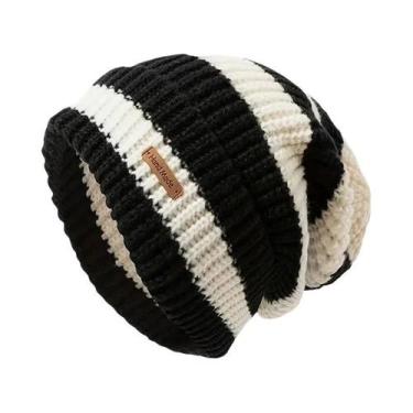 Imagem de Gorro Unissex Leve De Tricô Listrado Quente E Corta-Vento Estilo Corea
