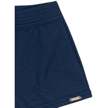 Imagem de Shorts Básico Infantil Menina de Moletinho Brandili, 6, Azul