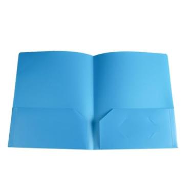 Imagem de Generic Pastas dobráveis multicoloridas para apresentação de arquivos de projeto, pasta dupla face, bolso para cartão, porta-documentos (azul)