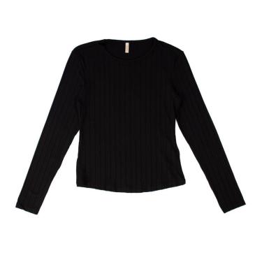 Imagem de Blusa Feminina Cativa Manga Longa Canelada Preto-Feminino