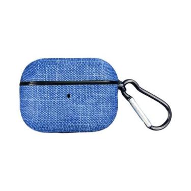 Imagem de Capa Protetora De Couro Denim Para AirPods Pro3 Com Mosquetão, Resiste