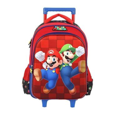 Imagem de Mochila de Rodinhas Sem Alça Luxcel Super Mário Preto-Masculino
