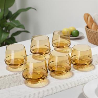 Imagem de Colorsavant Conjunto de taças de vinho âmbar sem haste âmbar de 170 a 400 ml para vinho, água, coquetéis – Utensílios elegantes para bar em casa, festas