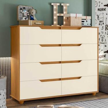 Imagem de Cômoda Infantil 8 Gavetas Circus Carvalho Grife/Off White - Albatroz M