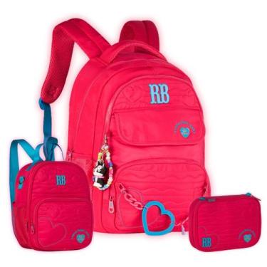Imagem de Kit Matérial Escolar Rebecca Bonbon Mochila Lancheira Estojo, Rosa