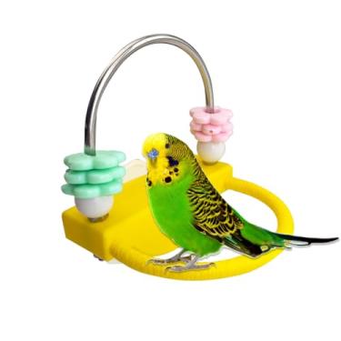 Imagem de Poleiro de periquito, anéis giratórios interativos, 7,7 cm x 6,9 cm x 8,6 cm, suporte de descanso de pássaros, poleiro de treinamento de calopsita, acessório de enriquecimento, para escalada e