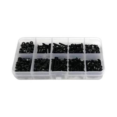 Imagem de Kit Sortido De Parafusos Allen Sextavados Pretos Grau 10.9 Com Porcas 