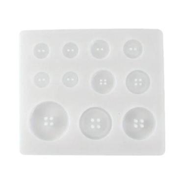 Imagem de Molde De Silicone Branco Para Botões (5 Peças) Para Resina Epóxi, Fabr