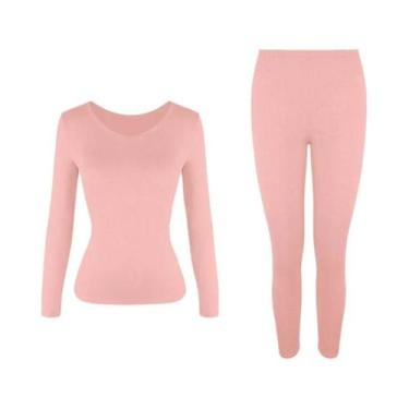 Imagem de Conjunto De Roupa Térmica Feminina S-3XL Forrado Com Fleece Camada Bas