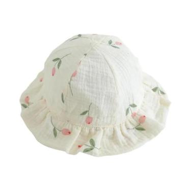 Imagem de Chapéu De Pescador De Gaze Elástica Para Bebês Meninas, Proteção Solar