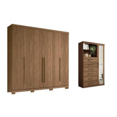 Imagem de Guarda Roupa 2 Peças (1GuardaRoupa+1Cômoda) QC371 Jatobá - Santos Andi