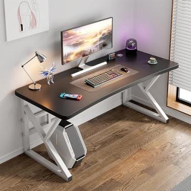 Imagem de Mesa de computador industrial de madeira e metal, mesa de escrita moderna para casa e quarto, móveis de estação de trabalho executiva simples, design elegante e durável