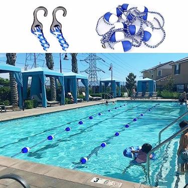 Imagem de Kit flutuante de corda divisor de piscina de 9 m - Linhas de segurança anti-UV para piscinas externas, inclui boia de bola para dividir áreas de natação, durável e fácil de usar
