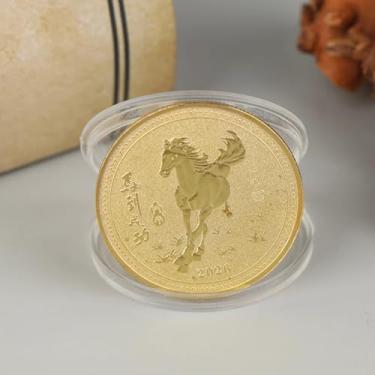 Imagem de FENNYYAR 2026 Ano do Cavalo Chinês Lucky Lembrança Moeda Artesanato, 4 cm 3,8 cm, Cavalo do Zodíaco Medalha Comemorativa Presente de Evento