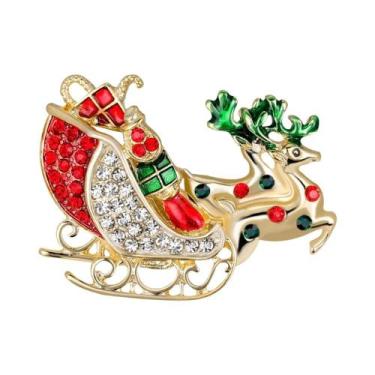 Imagem de Broche Feminino De Natal Com Strass, Design De Pinheiro, Maçã, Sino E 