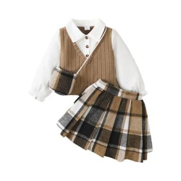 Imagem de Conjunto De Estilo Universitário Para Meninas De 4 a 7 Anos, 3 Peças, 