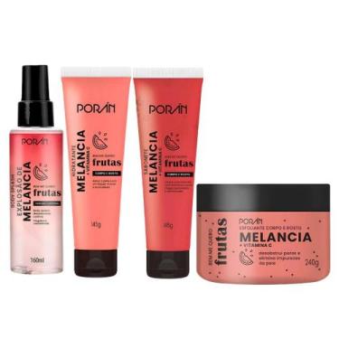 Imagem de Kit linha completa frutas poran (sabonete+esfoliante+hidratante+bodysp