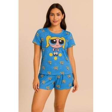 Imagem de Pijama Feminino Roupa Dormir Adulto Estampado Desenho Animado Divertid