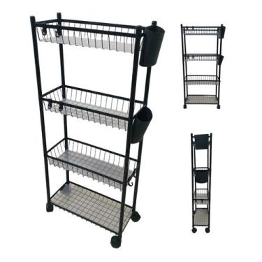 Imagem de Carrinho 4 Prateleira Organizador Multiuso Cozinha Tempero Mantimentos