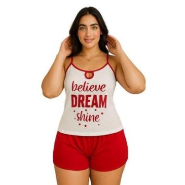 Imagem de Pijama Plus Size Verão Short Curto Blusa de Alça Pijama de Calor Suzi 50 52 54 56-Feminino