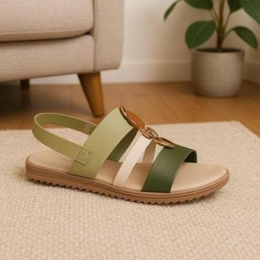 Imagem de Sandália Modare Feminina Leve e Anatômica Verão Verde Militar-Feminino