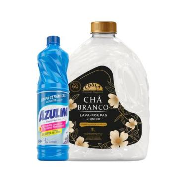 Imagem de Kit Azulim Limpa Rejuntes 1L Lavanda Lava Roupas Coala Chá Branco 3L -