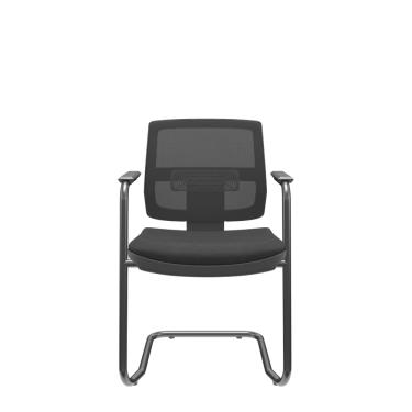 Imagem de Cadeira Escritório Aproximação Interlocutor Fixa Brizza Plaxmetal Estrutura S Preta Assento Poliéster Encosto Tela Preto