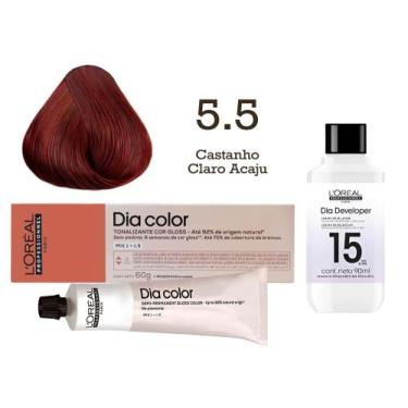 Imagem de Tonalizante Dia Color 5.5 Castanho Claro Acaju + Emulsão Reveladora 15